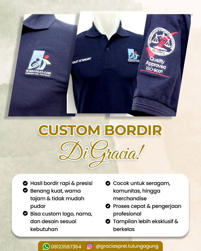 <p>Bikin seragam tapi bordirannya miring atau bena
